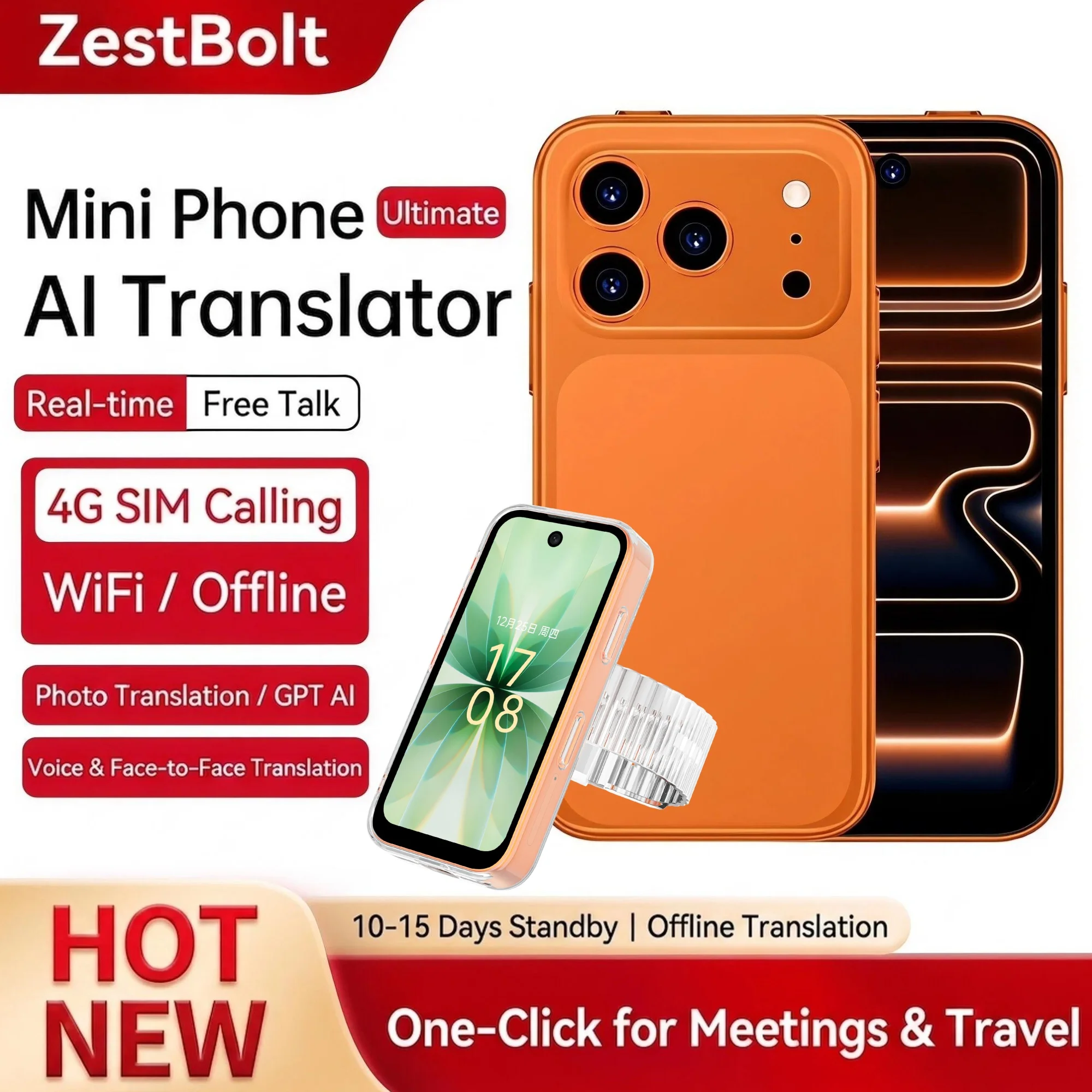 A17 Mini Android 10.0 Smart Watch Phone 3.97 Inches 8GB RAM 256GB ROM Dual SIM Standby Play Store 3G Little Phone Watch