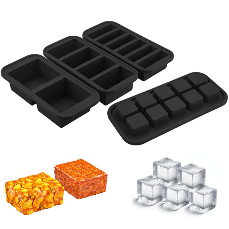 2/4/6/10 Grid Silicone  Freezer Tray Ice Cube Mold with Lid Baking Mold Food Freezing Container Sauce Box Manufacturer Dropship