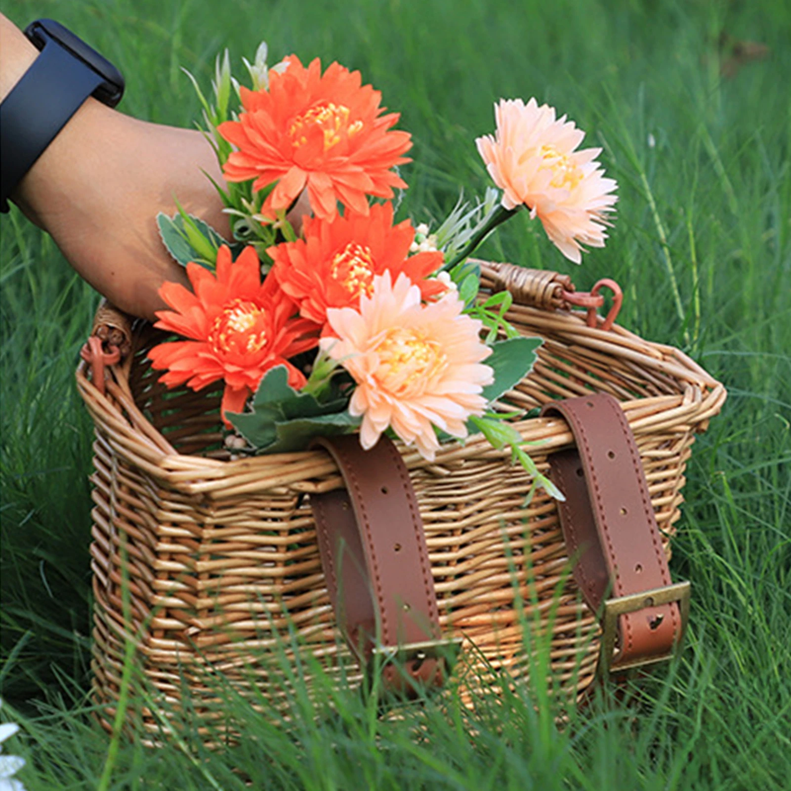 

Передняя корзина для велосипеда из ивы, универсальная ручная корзина для хранения велосипедов, корзина-органайзер для велосипеда в пасторальном стиле в стиле ретро