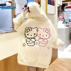 2023 Sanrio Kawaii Hello Kitty New Cute Cartoon Hoodie Sweater Women Autumn Winter Loose Student Cardigan Jacket Birthday Gift