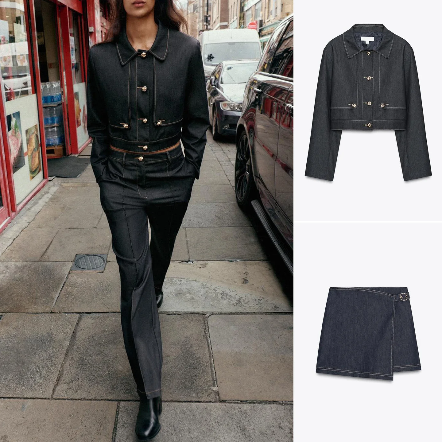 Pantaloni a vita alta con colletto lungo Sve ort Jaet Color Blo Button Double Front Gonna Pantaloni casual da donna in fibra di poliestere Sle