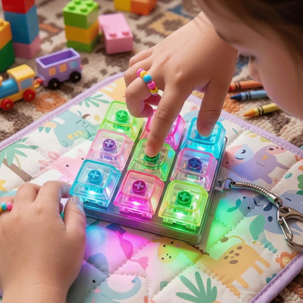 New 5-Button Stress Relief Keychain 9-Button Light Decompression Toy Luminous Portable Flash Pinch Toy Stress Relief