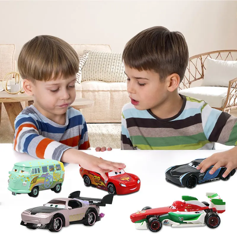 Disney Pixar Cars 1 2 3 Lightning McQueen Dinoco Jackson Storm Alloy Metal Model Cars Toys 1:55 Boy Children Birthday Gift