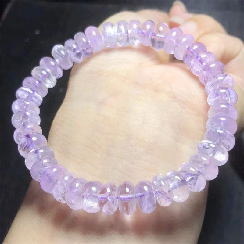 Natural Kunzite Bracelet Fashion Gemstone Crystal Jewelry Bangle Fashion Women Healing Holiday Gift 1PCS 9.5MM