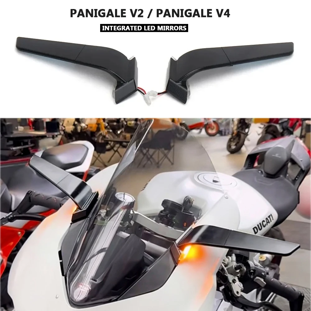 

LED Turn Signal Integrated Rearview Wing Mirrors Adjustable For Ducati Panigale V2 2020-2024 V4 2018-2024 Motorcycle Side Mirror