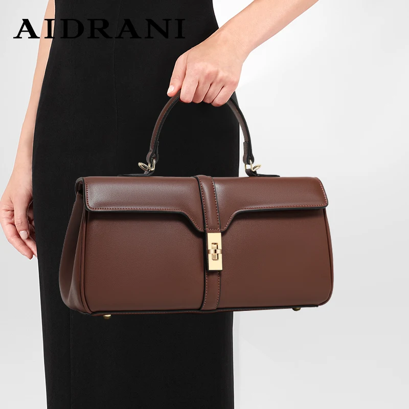 Aidrani  Genuine leather women\'s handbag rectangular bag 100% cowhide crossbody bag with large capacity