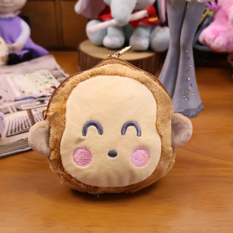 Monkichi القرد القطيفة محفظة نسائية للعملات المعدنية المحفظة أنيمي رئيس Kawaii حقيبة لطيفة المفاتيح جولة عملة الحقيبة