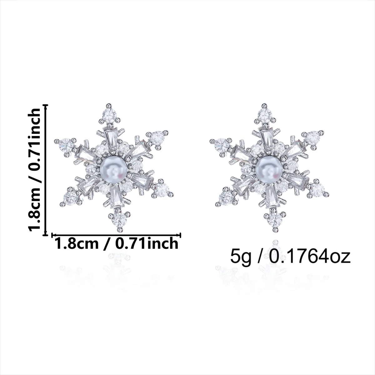 Weihnachtliche funkelnde Strass-Ohrringe mit simulierten Perlen und Schneeflocken für Damen, Neujahrsparty, Schneeflocken-Ohrringe, Feiertagsschmuck – Detail 34