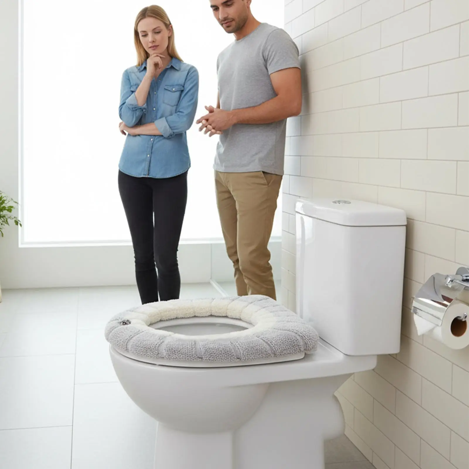 

Toilet Seat Cover For Winter 4 Pieces Winter Bathroom Supplies Soft Toilet Seat Pad For Homeowners Renters Cold Climate Basement