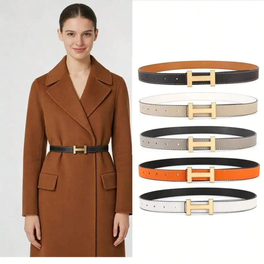Genuine Leather High-Quality Women's Belt Fashionable Luxury Women Belts Dress with Waistband Belts for Women