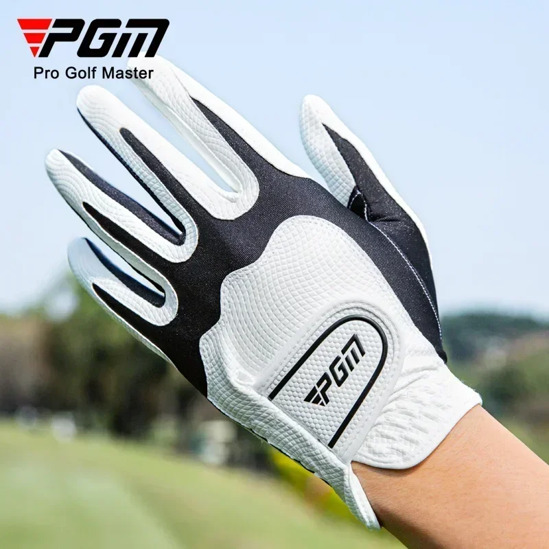 PGM 1pcs Men's Golf Gloves PU Durable Non Slip Elastic Lycra Breathable Comfortable Velcro ST035