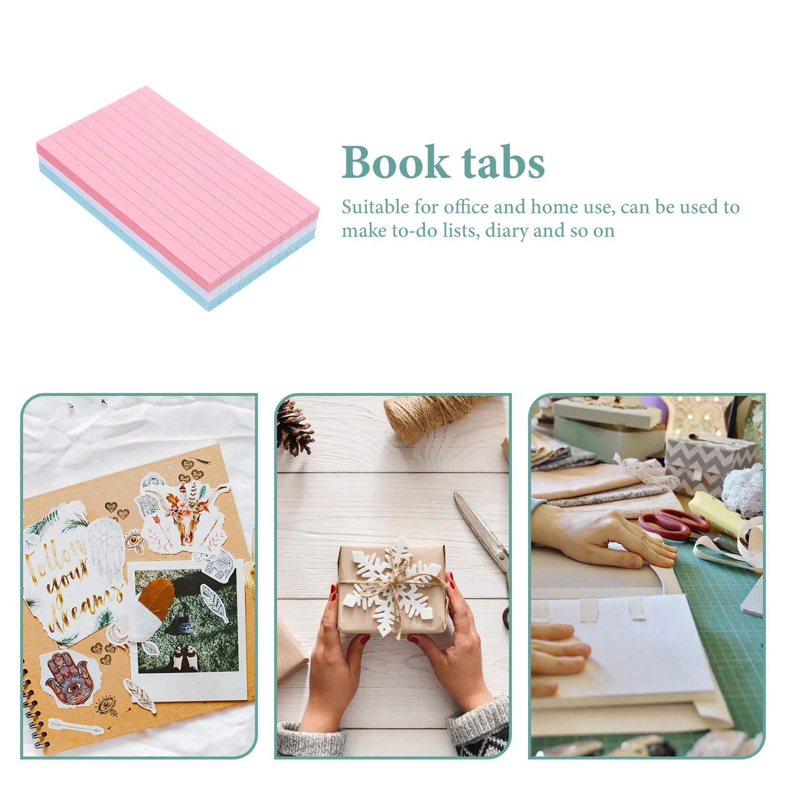 3 Books Memo Pads Self Adhesive Lined Notepad Portable Note Pads for Office School Home Daily Use Memo Stickers