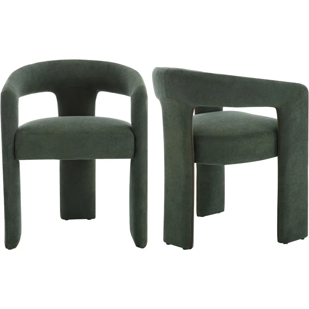 Modern Barrel Dining Chairs Set of 2, Upholstered Living Room Accent Chairs, Comfy Side Chair Lounge Armchair for Kitchen