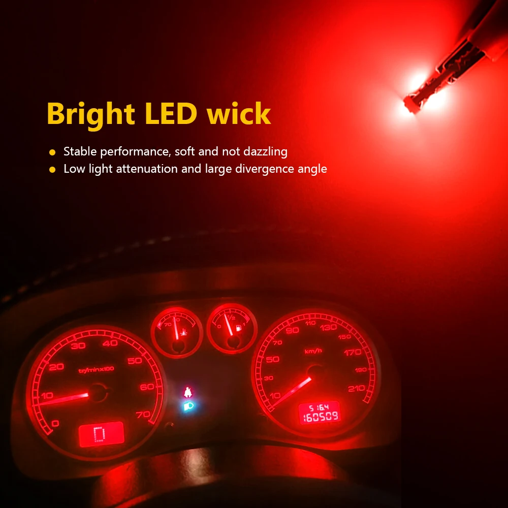 10ks T5 LED cibule auto měřici zařízení lampa W3W W1.2W 12V LED canbus světel přístrojová deska upozornění lampa indikátor klín auto vnitřní světel