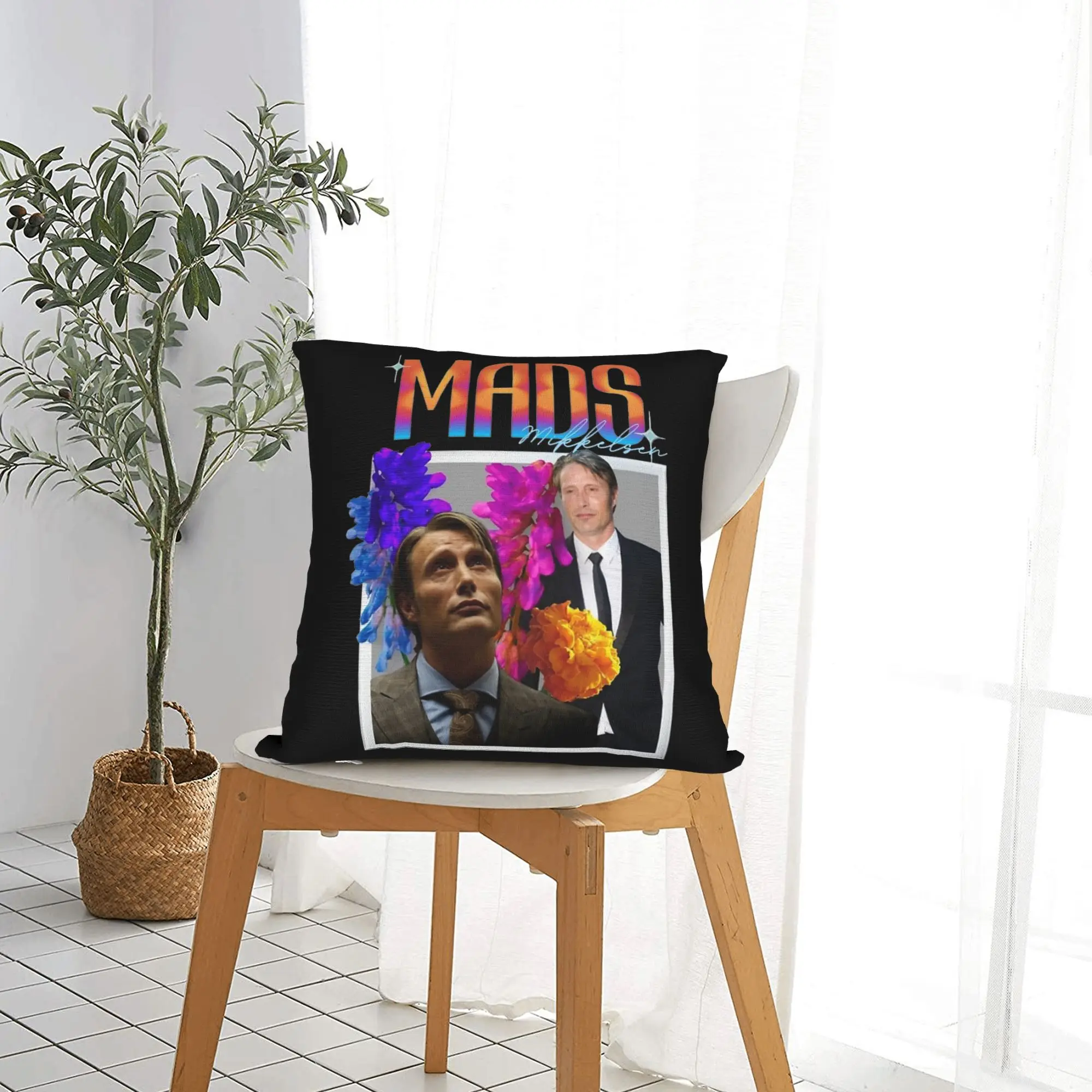 Mads Mikkelsen Actor Pillowcase Soft Cushion Cover Decorative  Throw Pillow Case Cover Home Square
