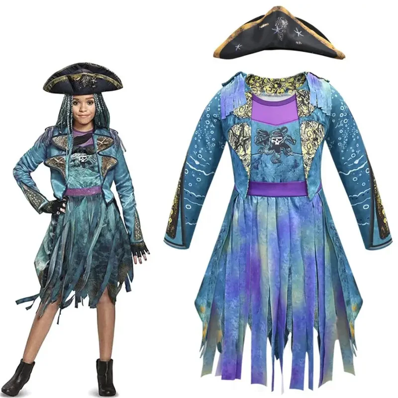 Descendants 3 Mal Evie Audrey Bertha Cosplay Costume Girls Halloween Costume For Kids Children Party Fancy Dress AS283