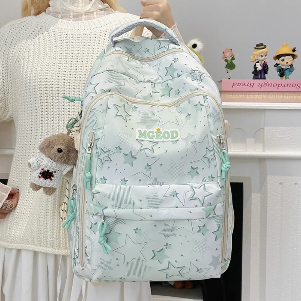 

New Student Schoolbags Junior High Tudents and Girls Large-capacity Star-printed Small and Multi-functional Backpacks. Practical