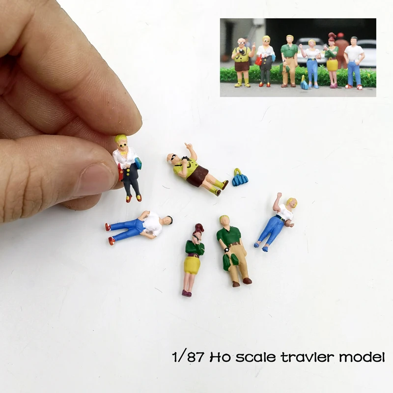 1/87 스케일 여행자 모델 미니어처 인형 장난감 키트 여행 캐릭터 모델 호 스케일 모델 기차 모래 테이블 레이아웃
