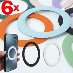 6/1Pcs Adhesive Liquid Silicone Ring Sticker Magnetic Ring Circle Attachment for Magsafe Wireless Charging for Apple iPhone 16