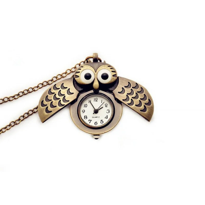 ساعة الجيب الإبداعية البومة الرجعية فليب للجنسين الإبداعية ساعة TikTok كوارتز ساعة الجيب الإبداعية ساعة الجيب