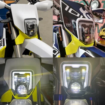 Enduro farol de motocicleta para husqvarna 701 led supermoto te tc fe fc cafe racer acessórios dirt bike motocross peças modificadas