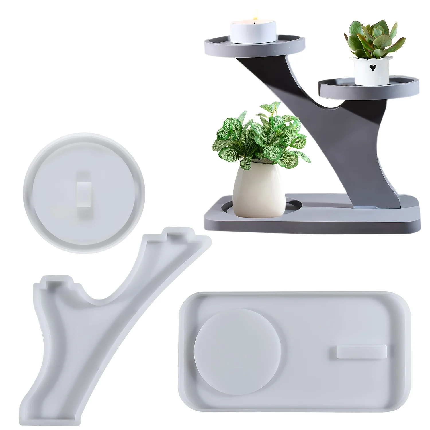 Juego de moldes para candelabros con forma de ramas de árbol, 3 uds., almacenamiento de adornos de yeso, adecuado para decoración de muebles DIY, herramientas manuales para hacer decoraciones.