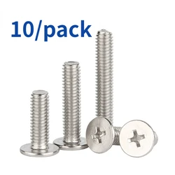 10pcs/lot  Stainless Steel Cross Phillips Ultra Thin Super Low Flat Wafer Head Bolt Screw M1.4 M1.6 M2 M2.5 M3 M4 M5 M6 M8