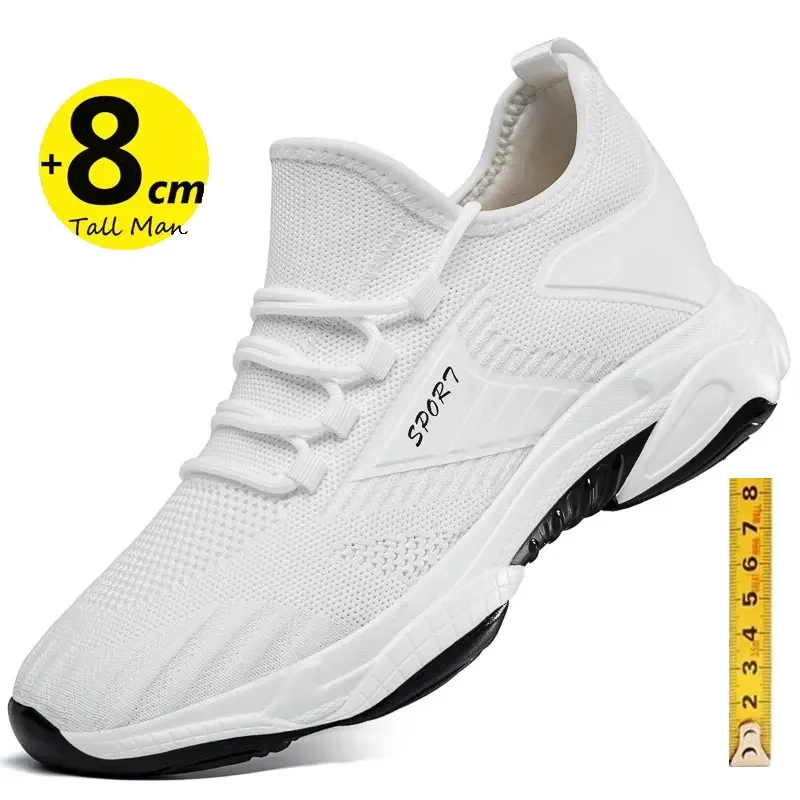 Zapatillas deportivas para hombre, zapatos masculinos con suela de 8cm y 6cm, informales, transpirables, con tacones opcionales