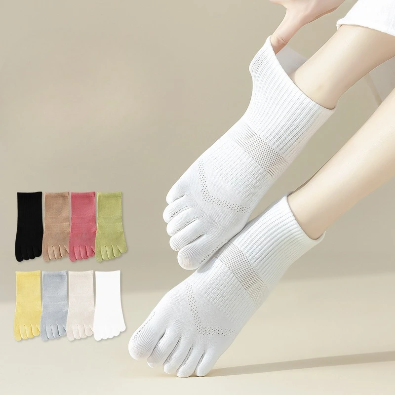 

8 Pairs Women Cotton Mesh Summer Toe Socks Sports Anti-slip Low Cut Ankle Socks Separate FingersFive Fingers Socks