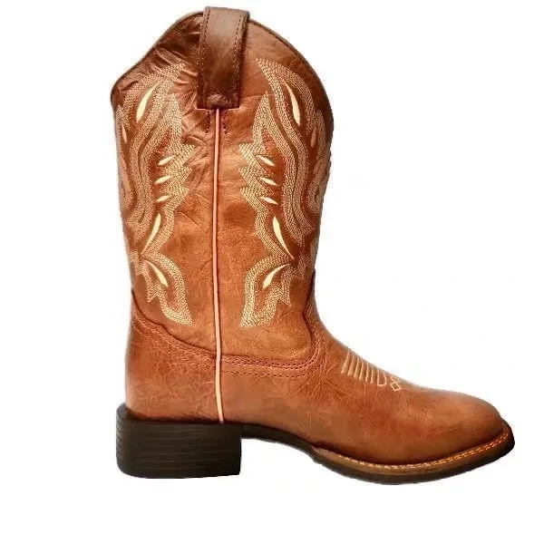 Martin Boots Women's 2022 Autumn and Winter New Square-Toed Thick-Heeled Embroidered Knight Boots Mid-Tube Western Cowboy Boots