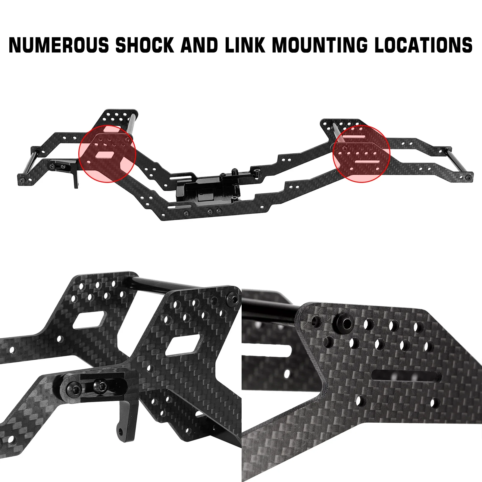 INJORA 313/324mm Wheelbase LCG Carbon Fiber Chassis Kit Frame Girder for 1/10 RC Crawler TRX4 Upgrade Parts