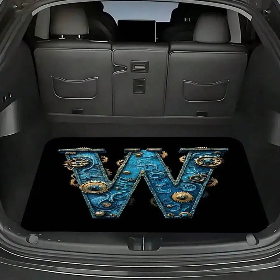 1pc Mechanical Style Letter W Car Trunk Mat, Stylish Printed Car Mat, Durable And Non-Slip, Suitable For Car, Truck, And SUV