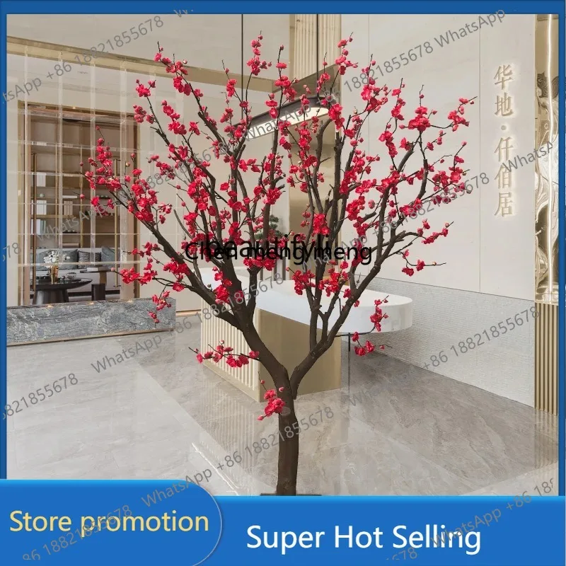 A485 Emulational Plum Pear Flower Props Tree Hotel Hall Setting Scene Decoration Background Wall Hanging Living Room