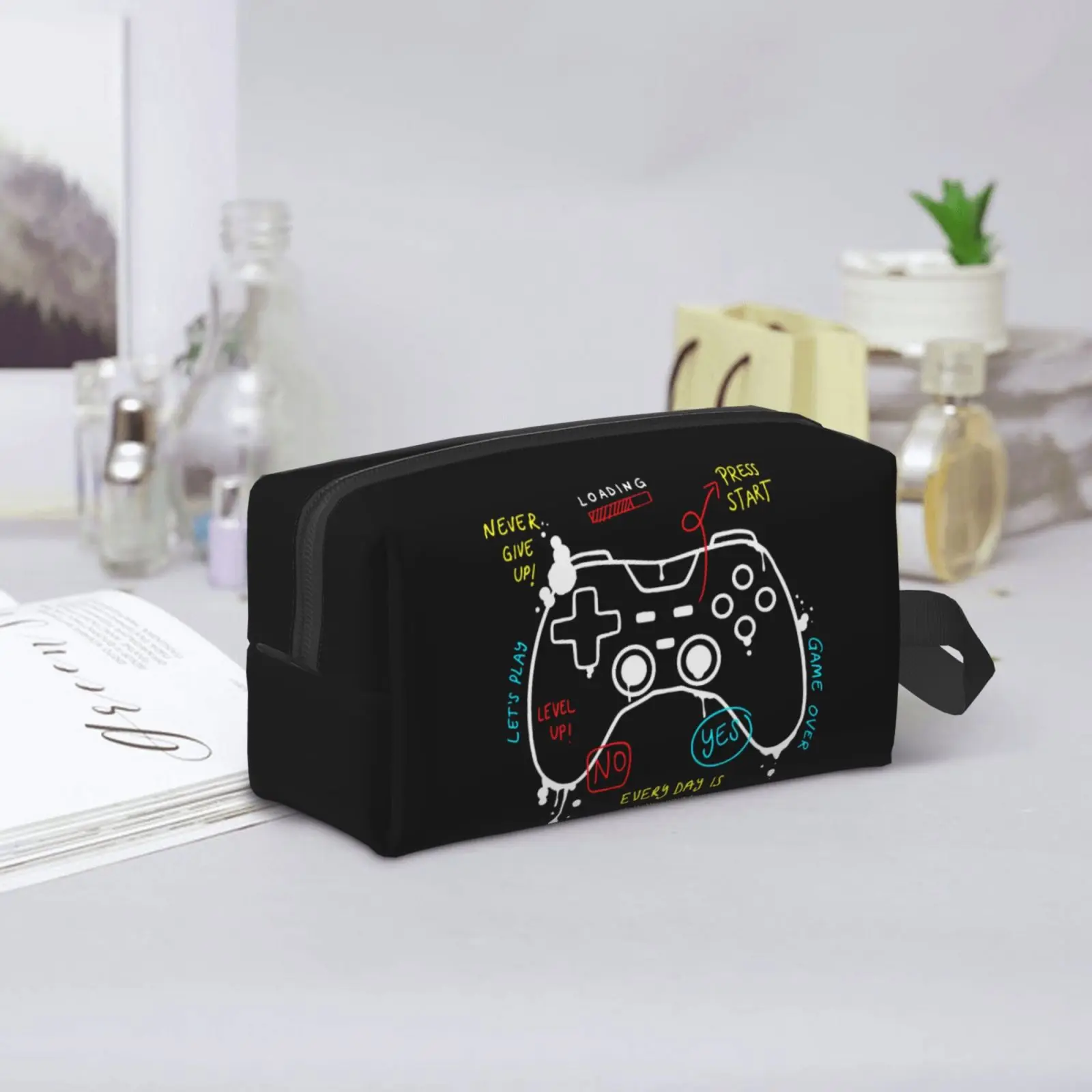 Player Game Controller Video Gamepad Print Cosmetic Bags Portable Makeup Bag for Travel Toiletry Bag Accessories Organizer Pouch