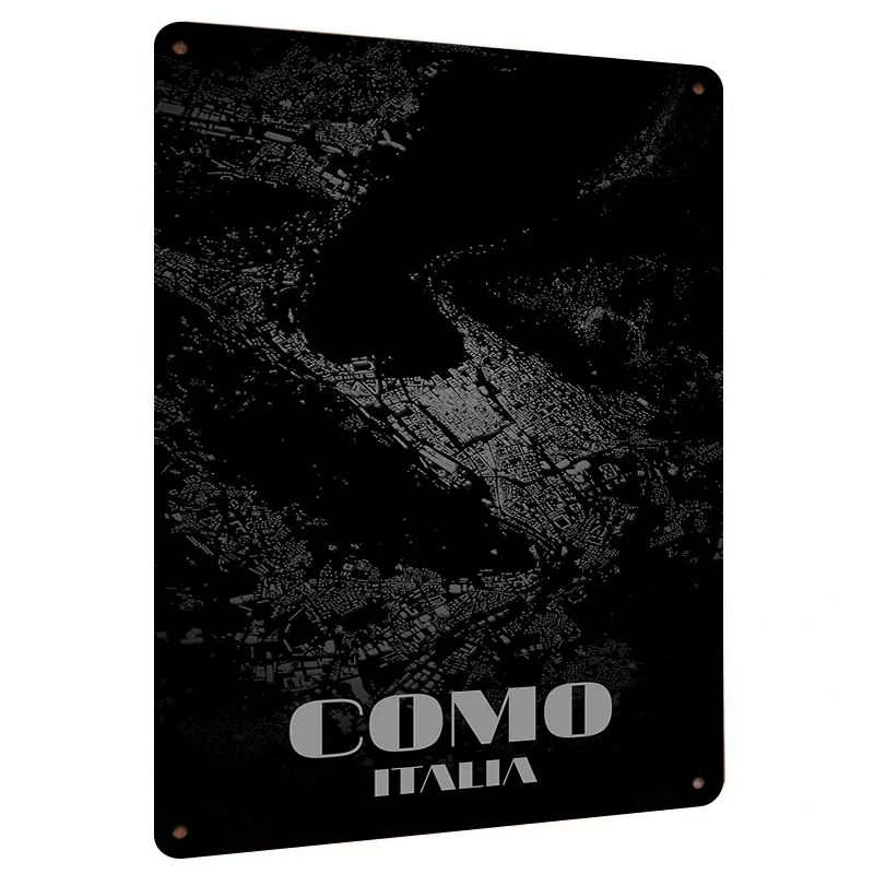 Como Italy City Map Metal Wall Art Modern Minimalist Home Decor Urban Silhouette Print