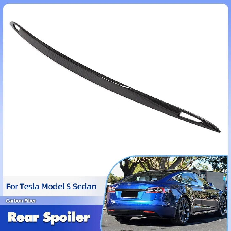

Car Rear Trunk Spoiler Wings Trim Carbon Fiber for Tesla Model S 70D 85D 90D P100D Sedan 4-Door 2016-2023 Rear Boot Lid Wing Lip
