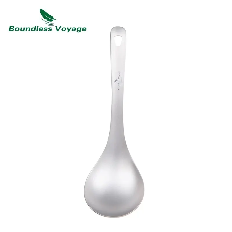 Boundless Voyage Titanium Spoon Tableware Porridge Stew Sauce Deep-bowled Ladle Scoop Cooking Kitchen