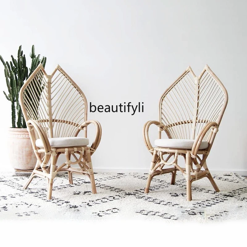 TT Ancient Fish Retro Rattan Chair Ins Chair B & B Single Leisure Chair Rattan Woven