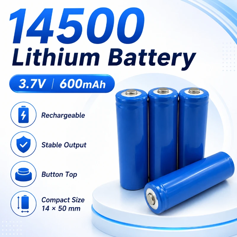 14500 600mAh Cylindrical Lithium Battery 600mAh Pointed  3.7V Flashlight  Endurance  Emergency  Light  Lithium  Battery