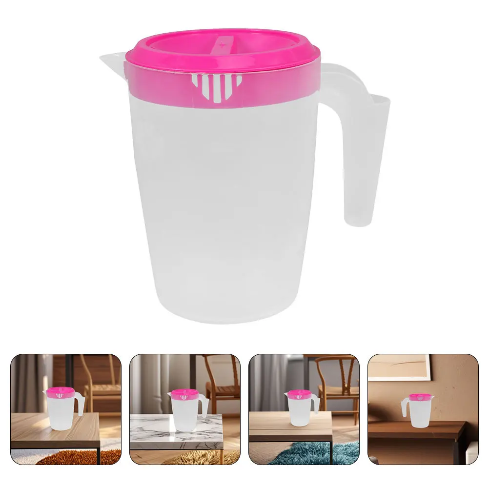 

2pcs Plastic Cold Water Pitcher 1L Leakproof Lid Comfortable Handle Large Capacity For Home Parties Outdoor Events Juice Tea