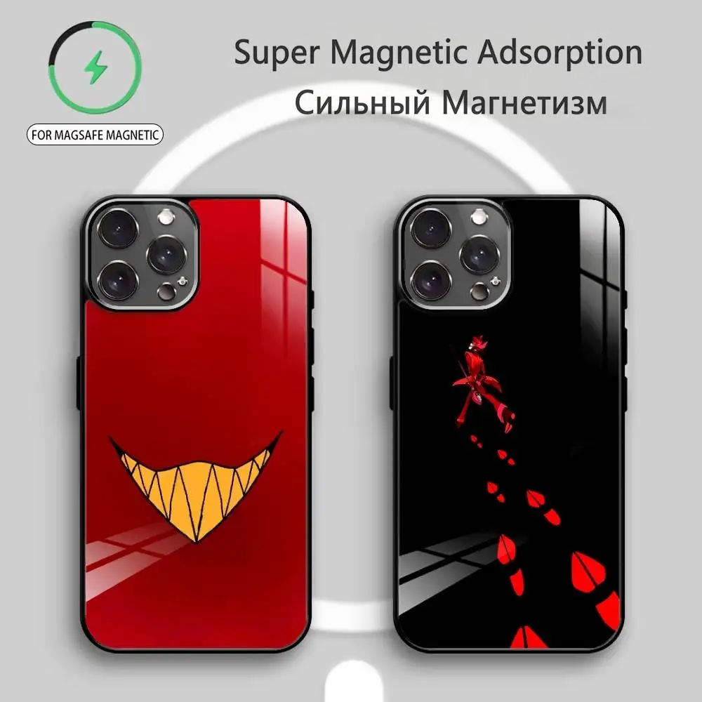 

H-Hazbin Hotel A-Alastor Phone Case For iPhone17,16,15,14,13,12,11 Plus,Pro Max Magnetic For Magsafe Wireless Charging