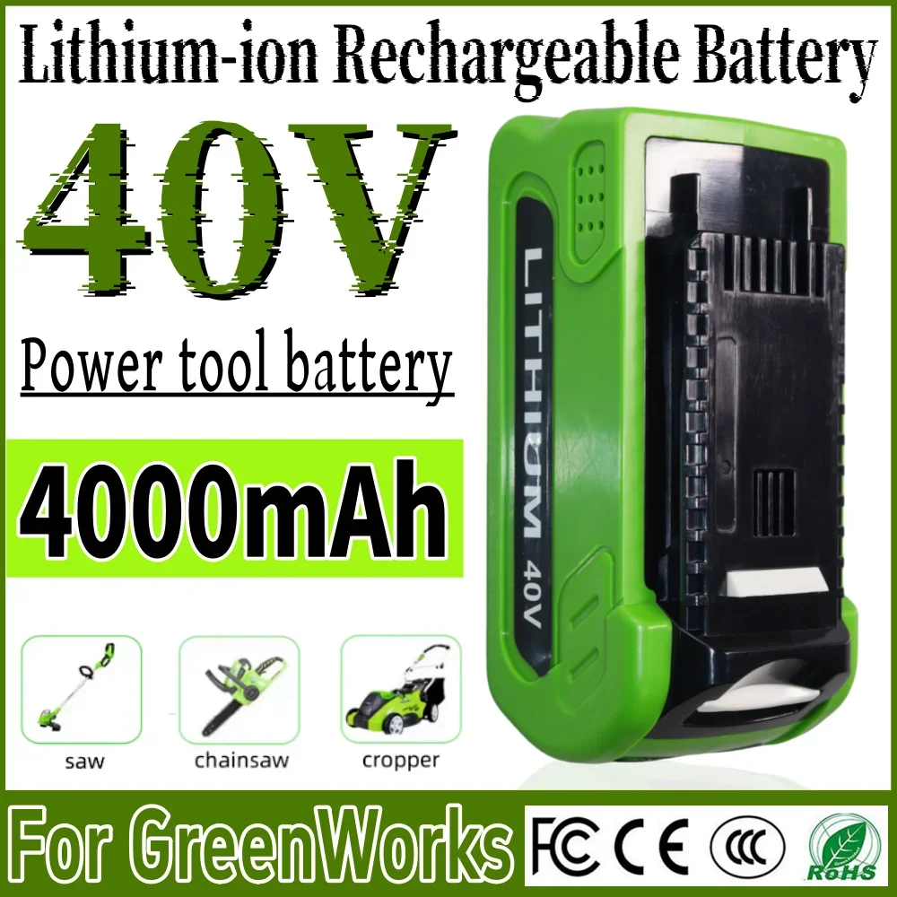 

For GreenWorks 40V 4000mAh Replacement Tools Battery Lithium ion Rechargeable Battery 29462 29472 22272 20292 22332