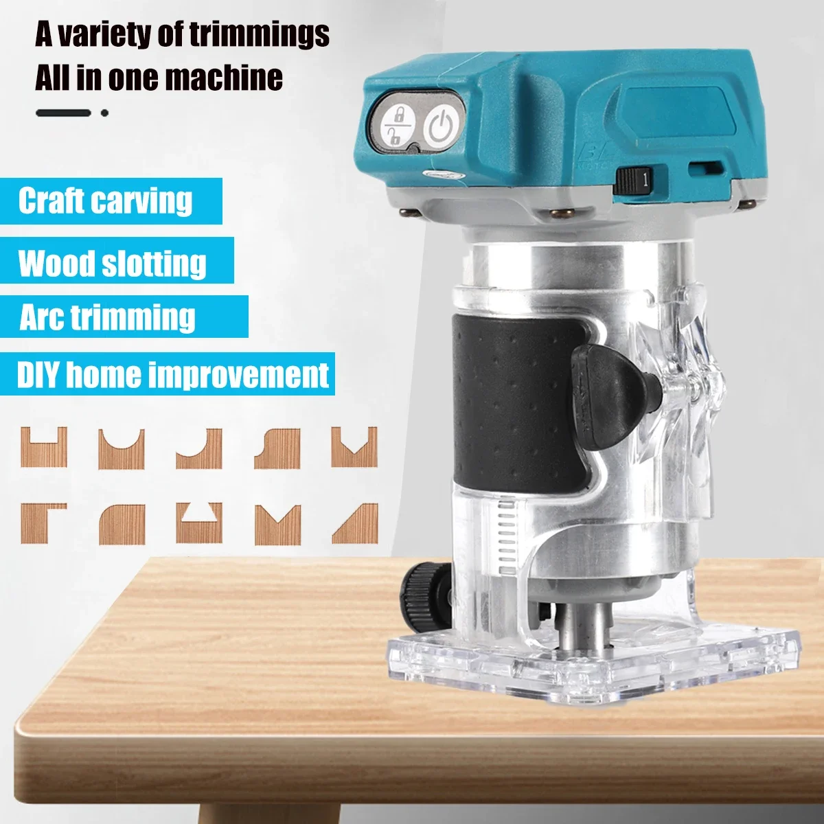 Brushless 5 Speeds Electric Trimmer Cordless Wood Milling Cutter Electric Wood Router Tools For Woodwork For Makita 18V Battery