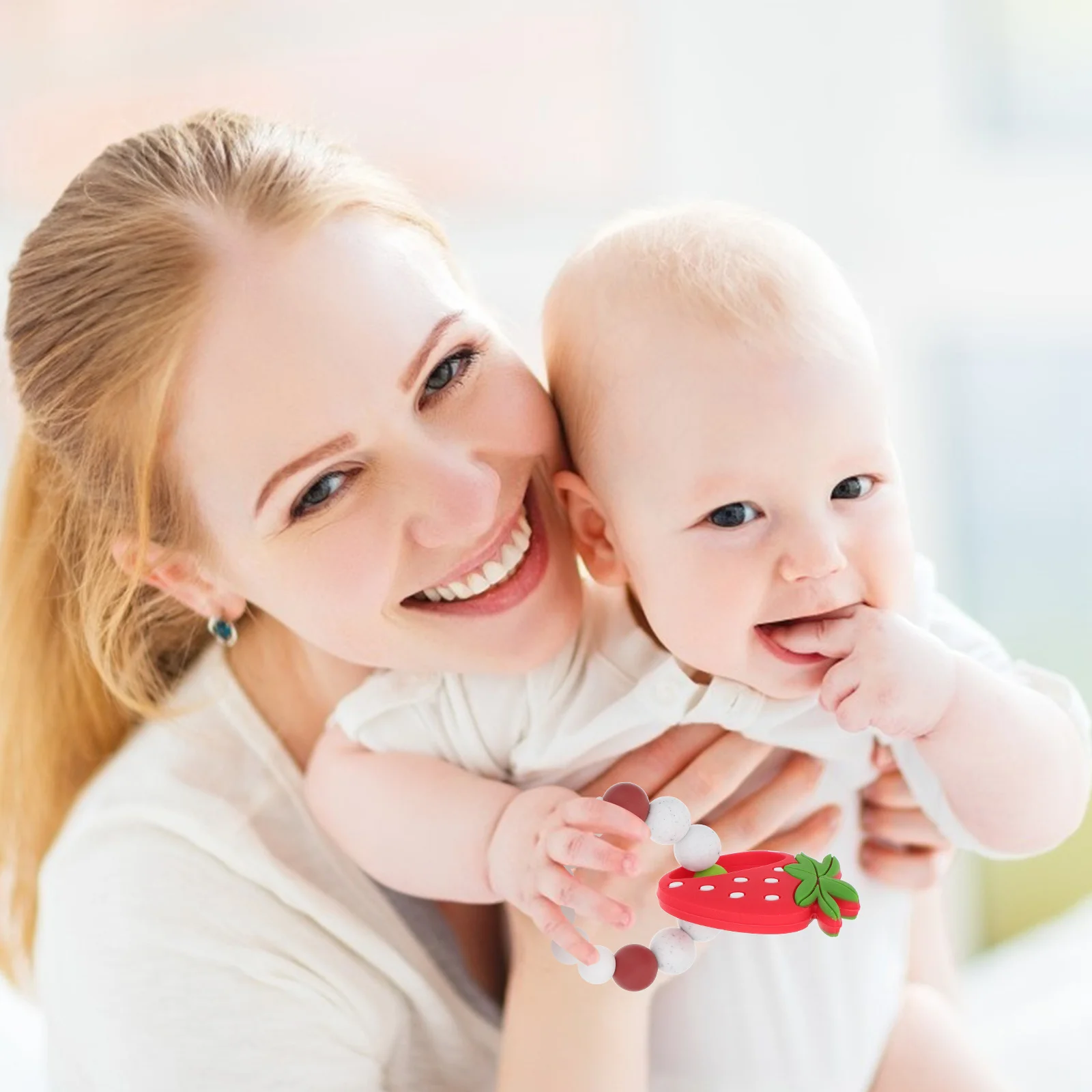 1 قطعة الطفل الفراولة المولي سوار الكرتون الفاكهة شكل مضغ مضغ العلكة الإغاثة استحمام الطفل هدية الكرتون الفاكهة المولي سوار