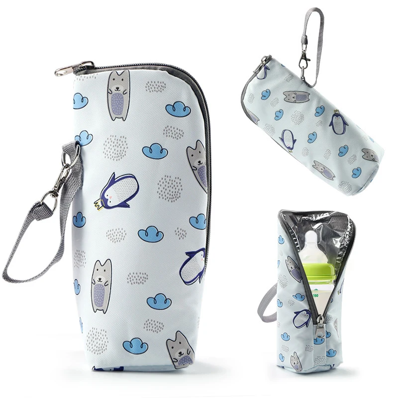 Bolsa portátil para garrafa de bebê, estojo de viagem com design isolado, organizador de garrafa de leite para viagens e alimentação ao ar livre