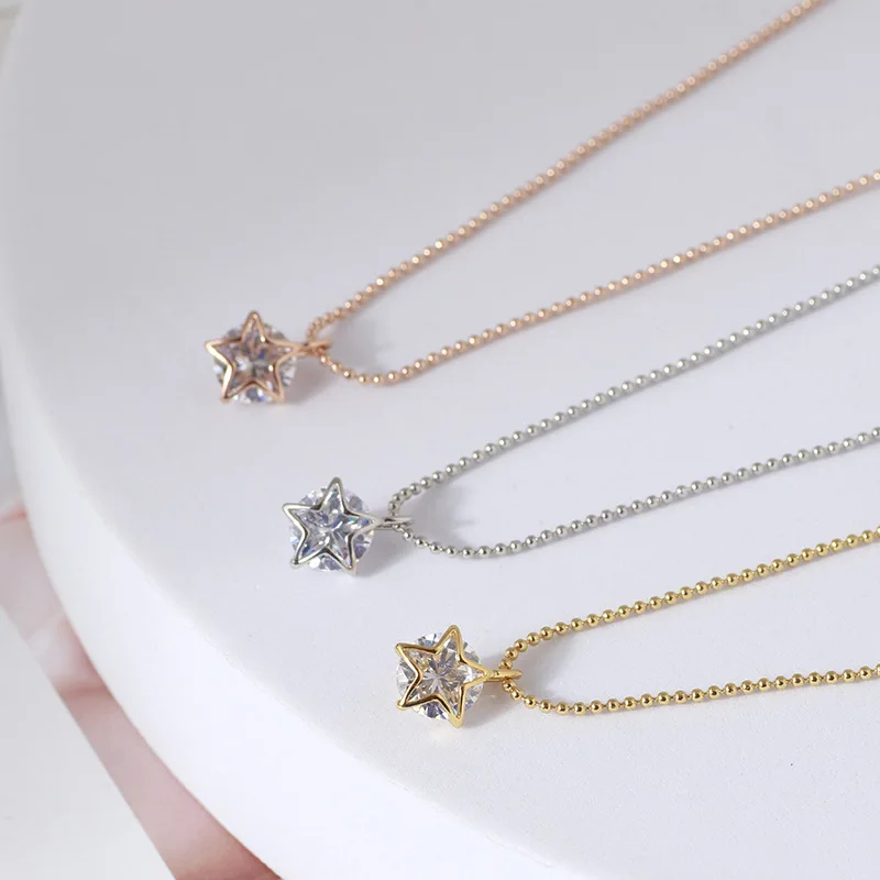 Rhinestone Diamond pendant gold plated bean chain necklace grace resonable price choker jewelry