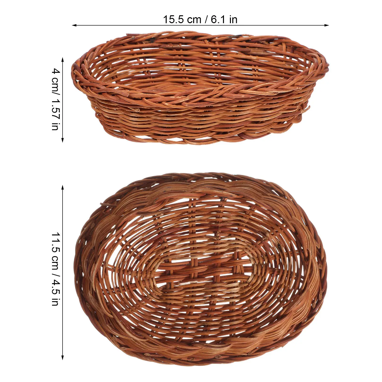 10Pcs Oval Rattan Bread Basket Hand Woven Natural Wicker Food Serving Basket for Kitchen Counter Cafe Picnic Snack Fruit view 5