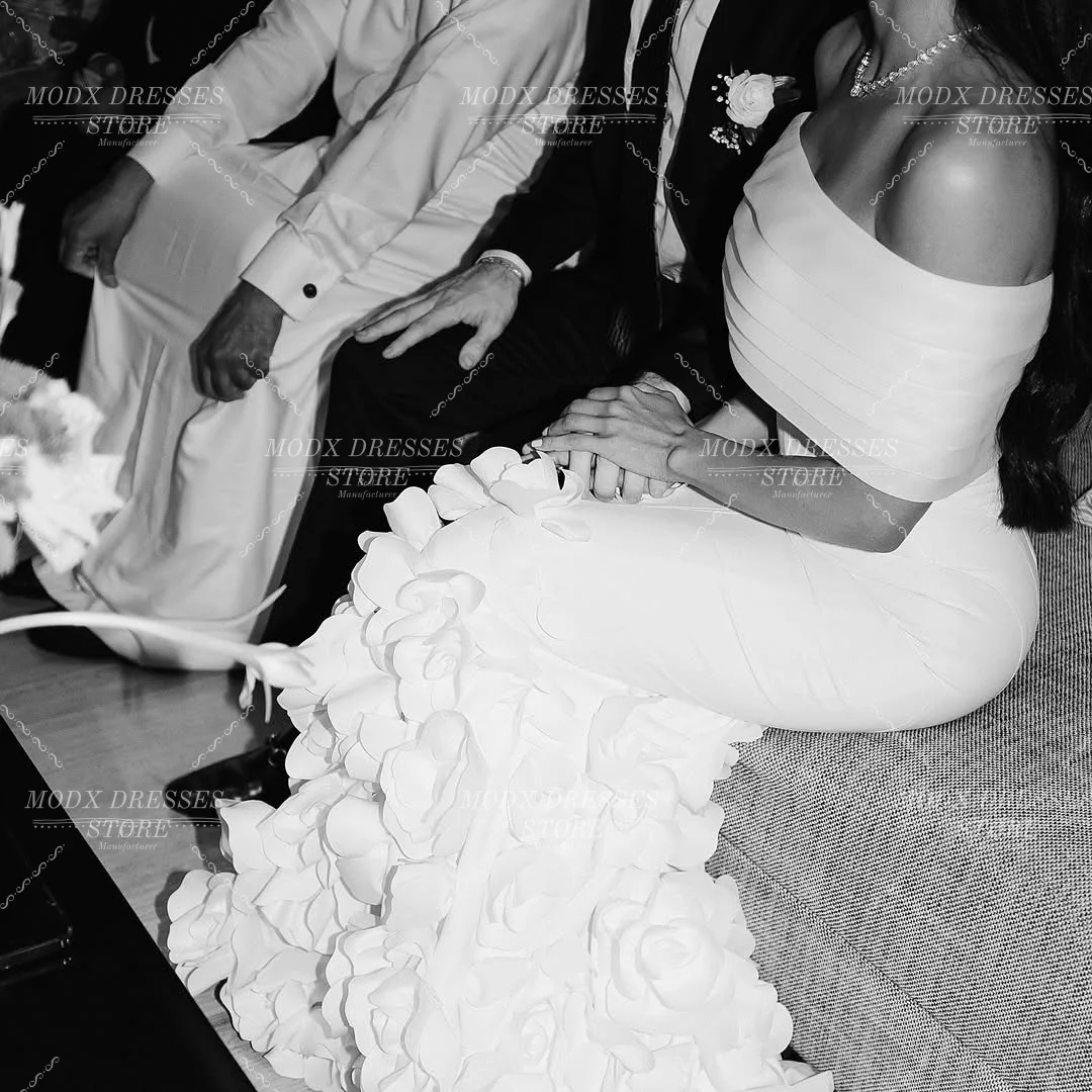 MODX Luksusowa Suknia Ślubna Syrena z Arabskim Wzorem, Ręcznie Robione Kwiaty 3D, Personalizowana Suknia Formalna dla Celebrytek, Vestidos Novias Boda dla Kobiet