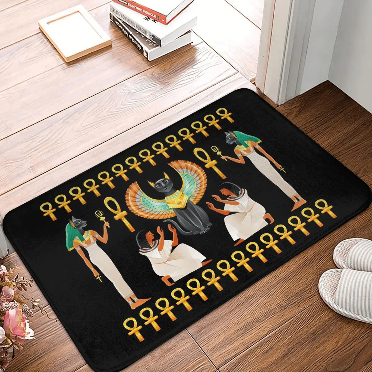 Bastet Egyptian Cat Goddess Ancient Doormat Kitchen Entrance Home Floor Mat Non-slip Carpet Rug for Living room Footpad Mats