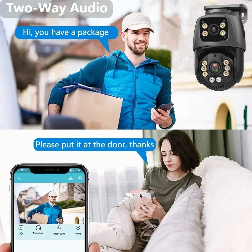 ICSee 8MP Dual Lens Dual Screen POE IP Camera Smart Home 360° PTZ Wired Network Video Surveillance Camera Human Detection CCTV